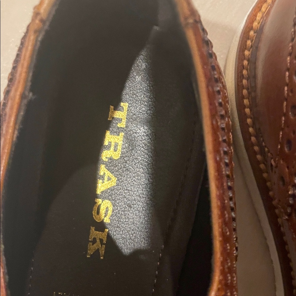 Trask Italian Wingtip Sport Shoe Vintage Finished in Cognac 11.5 - Picture 3 of 12